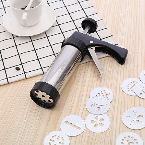 DIY Biscuit Cookie Press Gun Classic Biscuit Maker Stainless Steel Cookie Extrudes with 13 Stainless Steel Cookie Discs and 8 Icing Tips