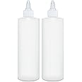 BRIGHTFROM Condiment Squeeze Bottles, 16 OZ Empty Squirt Bottle with Twist Top Cap, Leak Proof - Great for Ketchup, Mustard, Syrup, Sauces, Dressing, Oil, Arts and Crafts, BPA FREE Plastic - 2 PACK
