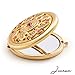 Romantic Gifts for Her/Jinvun Compact Purse Mirror / 24K Gold Electroplate Round 2 Sided |Clear Reflection With Magnification & Diamond Locking Clasp/Freshen Up Makeup & Eliminate Mishaps