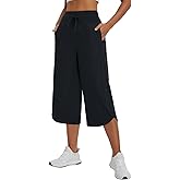 baleaf Women's Capri Pants Wide Leg Athletic Yoga Capris with Pockets Quick Dry Hiking Pants Loose Lounge Summer UPF 50+