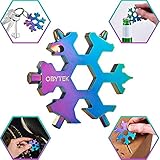 Obytek 19-in-1 Titanium Steel Snowflake Multi Tool - EDC Multitool Keychain for Men - Portable Multi-Tool - Adventure Tool Combination - Wrench - Bottle Opener - Screwdriver - Gift Idea for Him