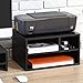FITUEYES Printer Stands with Storage, Desktop Office Printer Riser Shelf with 3 compartments, 2-Tier Wood Paper Desk Organizers for Home Workspace, Black, DO304001WB