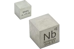 Niobium Cube Nb 99.95% Element Cube Pure 10mm Density Cube for Element Collection Periodic Table Hunter, and More (0.39", Nio