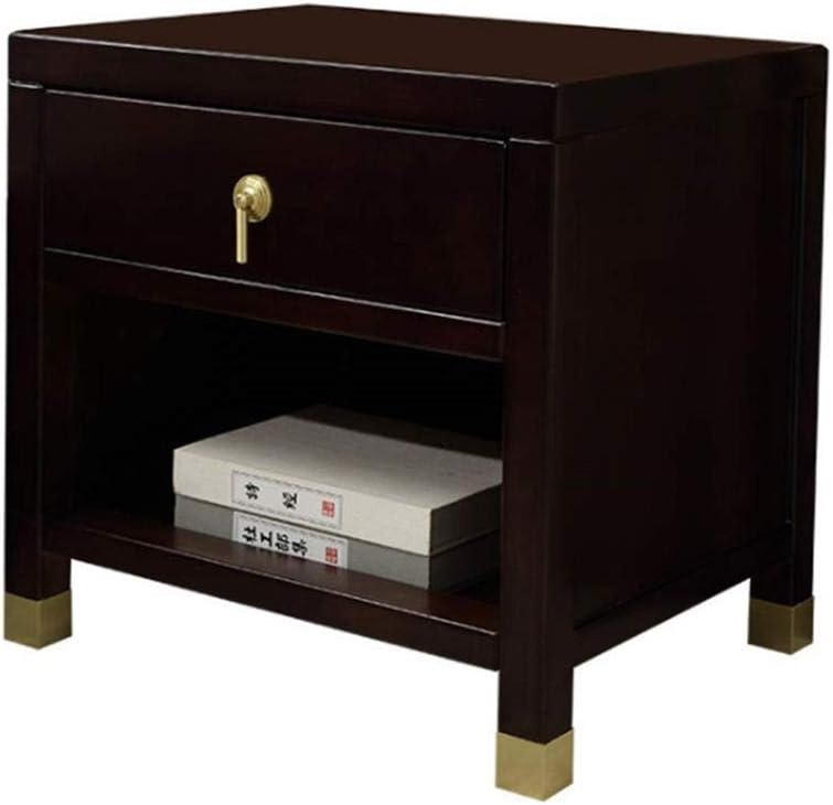 Zuzanny Bedside Table Solid Wood Nightstand 2 Tier End Table Side Table With Drawer Shelf Storage Organizer And Open Shelf Bedside Table End Tables Ebony Amazon Co Uk Kitchen Home