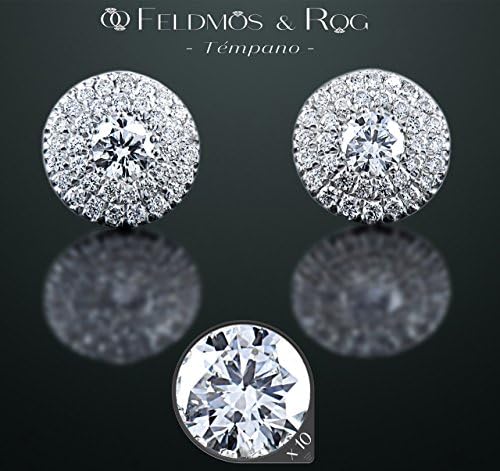 Natural White Round Diamond Solitaire w Accents Disk Earrings, Diamond Studs, Solid White Gold 18K Diamond Earrings Butterfly Back Xmas Gift