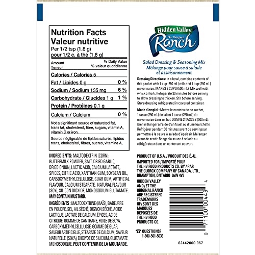 Hidden Valley Original Ranch Salad Dressing & Seasoning Mix, Gluten
