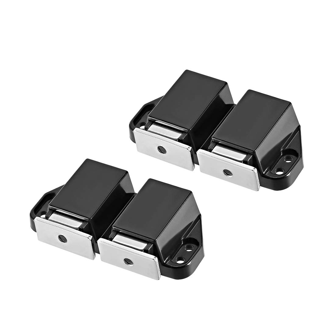 sourcing map Double Touch Catch Magnetic Press Latch for Cabinet Door Cupboard, Black 2pcs