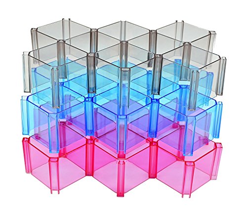 6-Piece Honeycomb Drawer Organizer, Household Partition Bee Style Underwear Socks Bras Ties Belts Scarves, Toy Doll Crafts Display Stand Can be Spliced Freely, Save Your Space! (Transparent gray) - Thumbnail 4