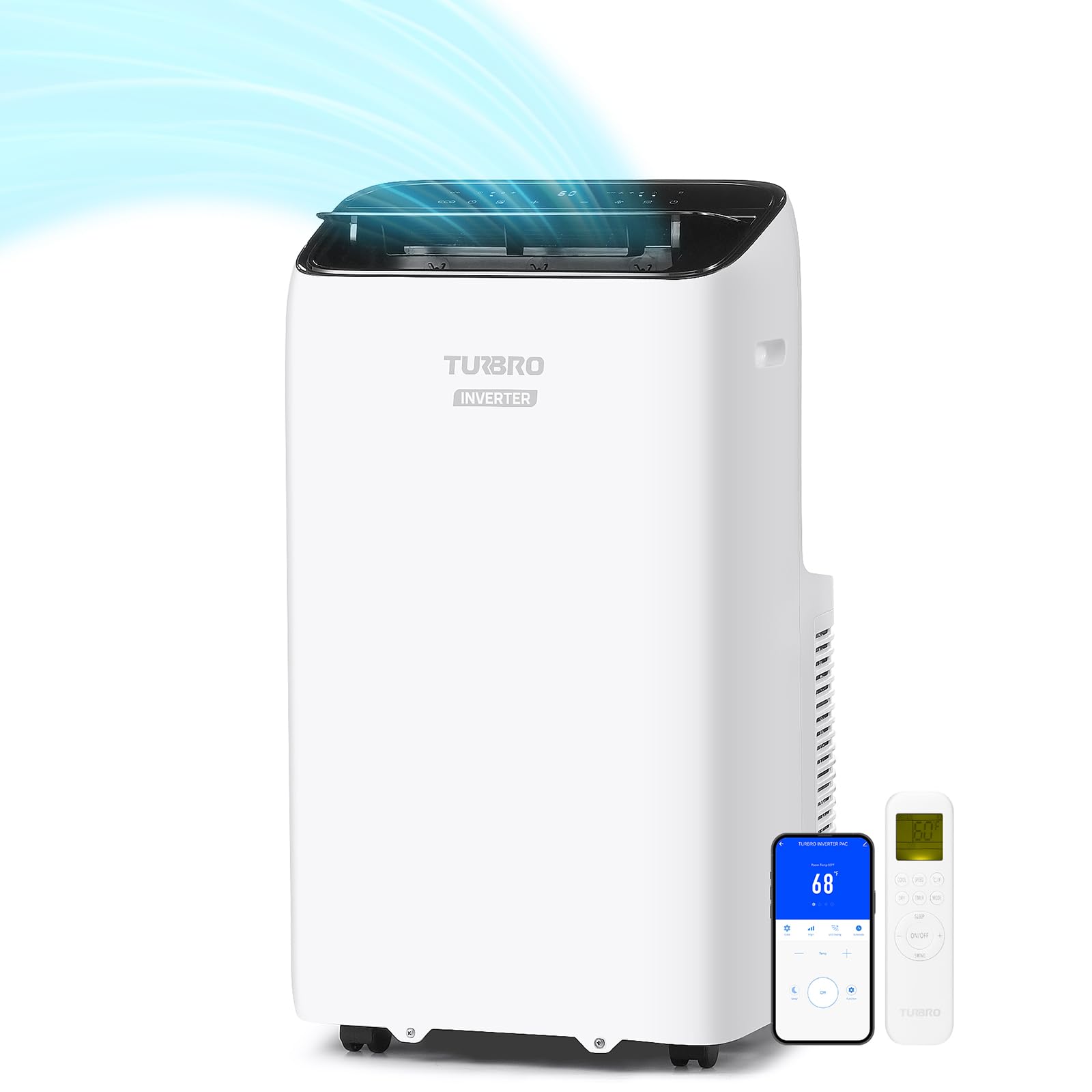 Photo 1 of TURBRO Greenland 14,000 BTU Inverter Portable Air Conditioner, High Efficiency, Quiet Operation, Cools Up to 600 Sq. Ft., Dehumidifier & Fan, with Remote, WiFi, and Alexa/Google Assistant