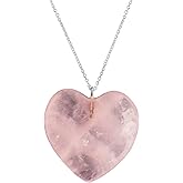 NJCRAFT Heart Necklace for Men & Women | Natural Gemstone Pendant, Chain 16+2 Inch Adjustable | Healing Crystal Jewelry 15–25 Carat