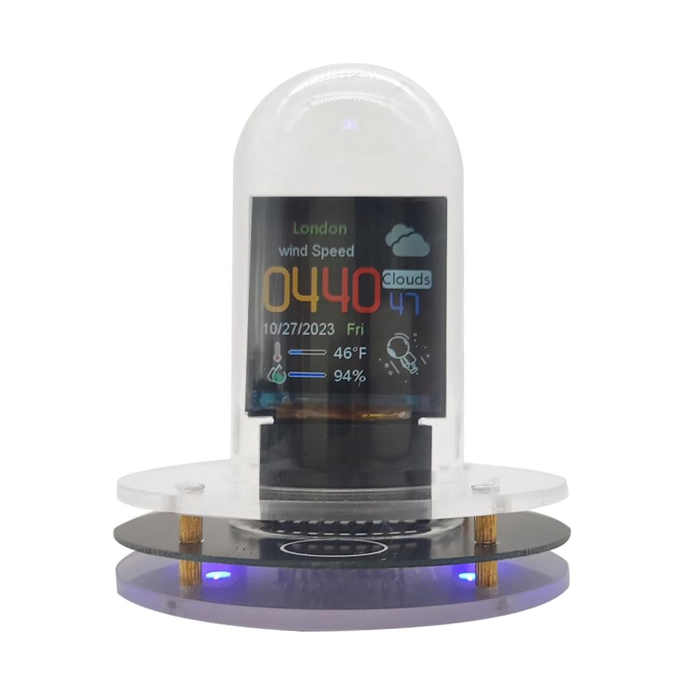 Qezodsx RGB Nixie Tube Clock Smart WIFI Networked LED Light-Emitting IPS Color Screen DIY Analog Digital Tube Night Light Easy to Use