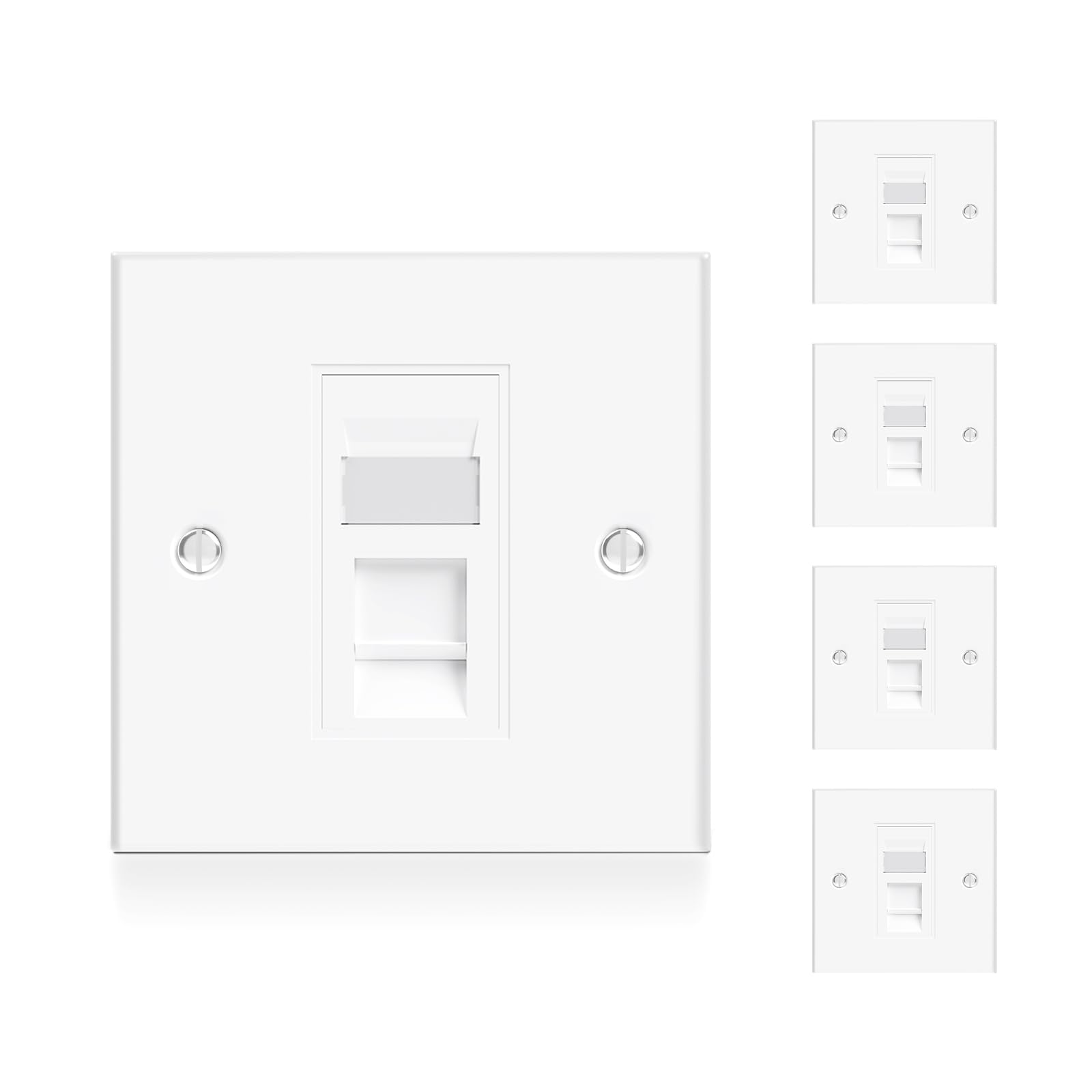 VCE RJ45 Socket Cat6 Ethernet Wall Socket Single Port Flat Face Wall Plate for CAT6/CAT5E/CAT5 Network Cable with Modular 5 Sets