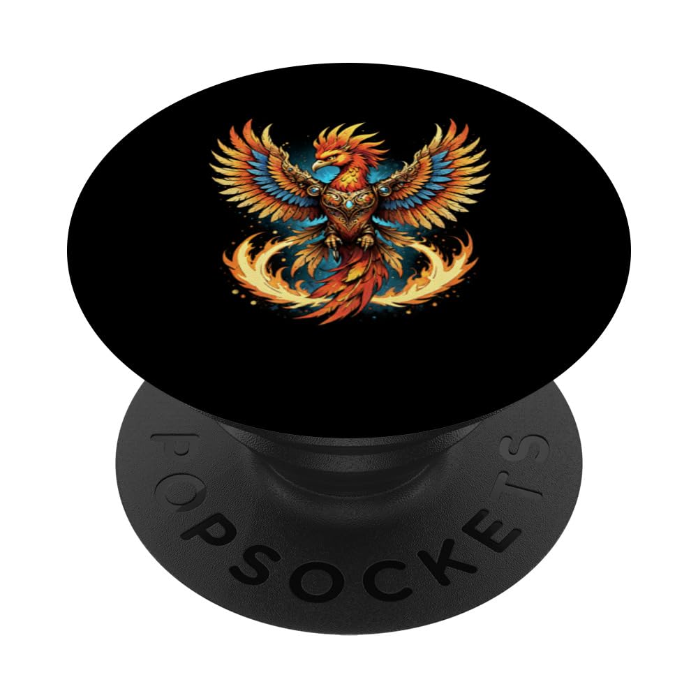Illustrated Vintage Steampunk Flaming Phoenix Rising PopSockets Swappable PopGrip