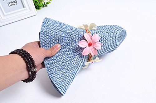 Freedi Sun Straw Hat Toddler Baby Girls Large Wide Brim Travel Beach Beanie Cowboy Cap Cute - Thumbnail 4