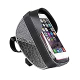 MOOZO Bike Handlebar Bag, Bike Phone Holder, Waterproof Bicycle Top Tube Pouch Pannier Cycling Frame Bags Bike Phone Mount Stand for iPhone Xs MAX XR X 8 7 6 6S Plus Samsung LG Smartphones Below 6”