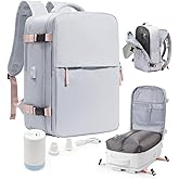 Vacuum Seal Travel Backpack with Air Pump,Compression Vacpack Waterproof Carry On Backpack for Travel Women Men with Vacuum System,Airlines Approved Daypack Laptop Space Saver Bags,Grey
