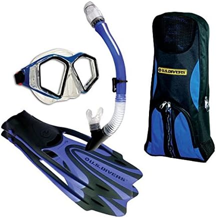 US DIVERS Adult Potpourri Silicone Mask Snorkel and Fins Set, S, ASSORTED
