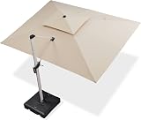 Purple Leaf 3x4m Cantilever Parasol Beige UV50+ 360° Tilt Wind Vent view 4