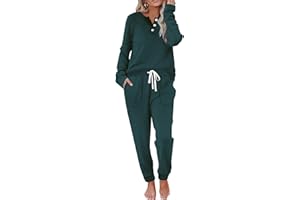 WIHOLL Two Piece Outfits for Women Lounge Sets Button Down Sweatshirt Sweatpants Sweatsuits Set with Pockets