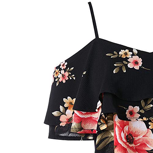 Limsea Women's Striped Off Shoulder Bell Sleeve Shirt Tie Knot Casual Blouses Tops Short Sleeve Casual Cold Shoulder Tunic Tops Loose Blouse Shirts Flare Tunic Tops for Leggings Flowy Shirt Black - Thumbnail 2