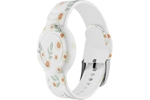 Foweroty for AirTag Bracelet for Kids, Waterproof Cute Print for Air tag Holder for Kids with Soft Silicone Full Coverage Anti-Lost Hidden for Airtag Wristband Accessories for Child,Little Flower