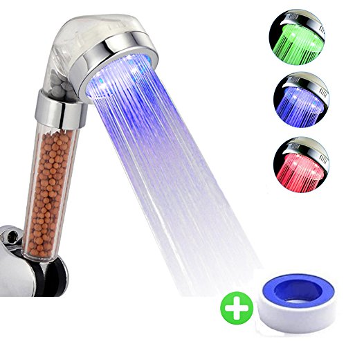 Buy Water Softener 3 Colors Turbo LED Shower Head VEHHE Dual Filter