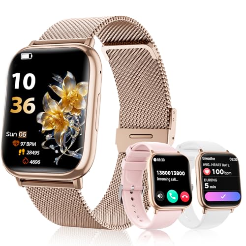 Women's Smart Watch with Bluetooth Calling, 1.83 Inch HD Smartwatch with 24H Heart Rate, SpO2, Sleep, IP68 Pedometer 120+ Sports Modes Fitness Tracker for Android iOS Rose Gold (Roségold)