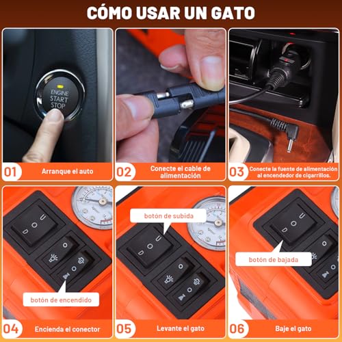 KVOZEN Gato Eléctrico 3 en 1 Hidráulico 5 Toneladas | Inflador Digital, Llave de Impacto 480NM, Kit de Emergencia, Luz LED, Para SUV