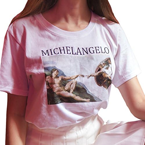 Jahurto Creation Adam Michelangelo Women T-Shirt Short Sleeve Graphic Tees