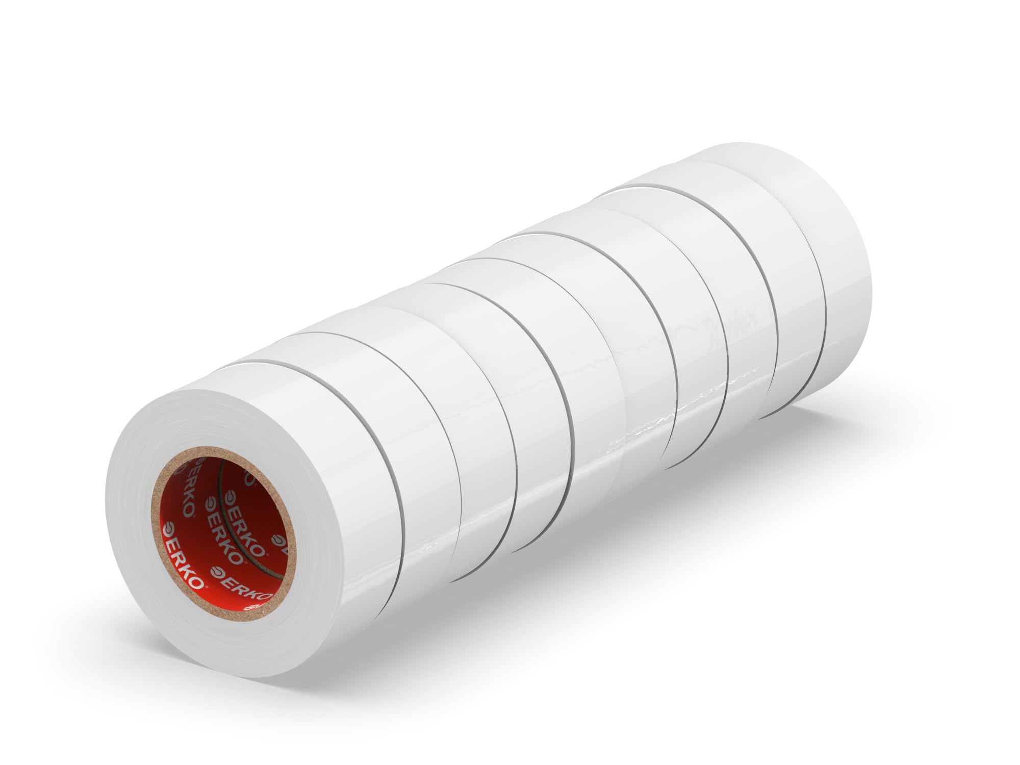 ERKO Electrical Insulation Tape White 10 Pack 0.6in x 33ft PVC Electrical Wiring Repair, Flexible, Strong Adhesion, Chemical Resistant, Universal (15mm x 10m)