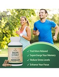 Bacopa Monnieri Cápsulas - 450mg, 90 Count (fabricado en Estados Unidos) Non-GMO, Gluten...