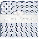 SwaddleDesigns Ultimate Receiving Blanket, Jewel Tone Mod Circles, True Blue