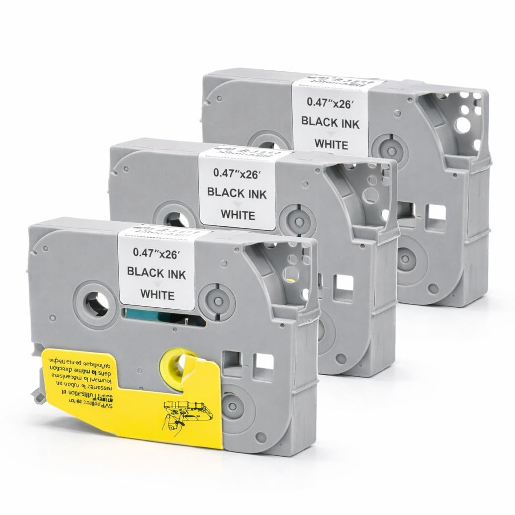 Compatible for Brother P-Touch Label Tape 12mm 0.47 Laminated TZe-231 TZ-231 TZe231 Black on White Tze Tape 12mm Brother Label Printer PT-1000 H110 H108 H200 E110 H105 H100R H101C (Pack of 3)