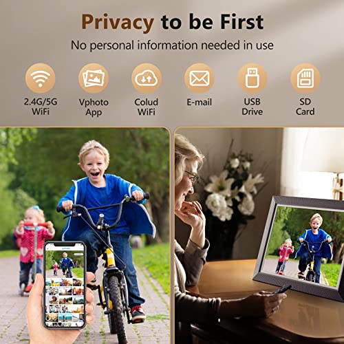 Digital Picture Frame, Benibela 16.2 Inch 32GB Dual WiFi Smart Photo Frame with 1258 * 930 IPS Touch Screen, Motion Sensor, Remote, Display for Sharing Photo Video via App Email USB