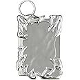 Electroplate Plastics Frame Photocard Holder With Keychain Silver Plating Irregular Photo Card Holder ID Badge Holder Photocard for Student Card Case Stationery