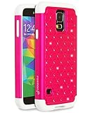 Fosmon HYBO-SD Diamond Star Design Hybrid Case for Samsung Galaxy S5 (Pink / White Bumper)