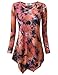 DJT Women's Tie Dyed Hankerchief Hemline Tunic Top Large Tie-Dye Red