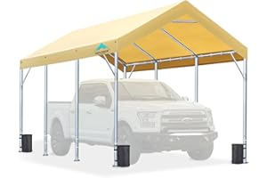 ADVANCE OUTDOOR 10x20 ft Heavy Duty Carport with Adjustable Height from 9.5ft to 11ft, Car Canopy Garage Shelter Boat Wedding Party Tent, Beige