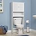 Giantex Over-The-Toilet Storage Cabinet, 3-Tier Freestanding Bathroom Rack w/Slat-Door Cabinet & 3-Position Adjustable Shelf, Space-Saving Storage Organizer for Bathroom, Washroom, Laundry Room