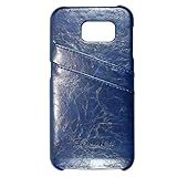 Galaxy S7 Edge Case, Monsety Genuine Leather Galaxy S7 Edge Back Cover [2 Card Slots ][Vintage Series] , Ultra & Slim Leather Protective Flip Case Back Cover for Samsung Galaxy S7 Edge (Blue)