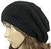 Women Men Slouchy Baggy Beanie Knit Crochet Oversized Skull Ski Hat Cap (Black)