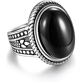 Confede Vintage Oval Turquoise/Rose Quartz Ring for Women Stainless Steel Statement Band Stone Rings Jewelry