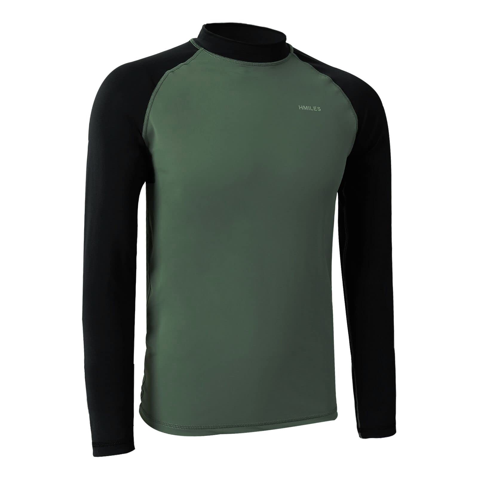 H.MILES Men Long Sleeve Rashguard Baselayer UPF 50+ Rash Vest Quick Dry Swimming Tops for Surfing Snorkeling Diving, Green, XL