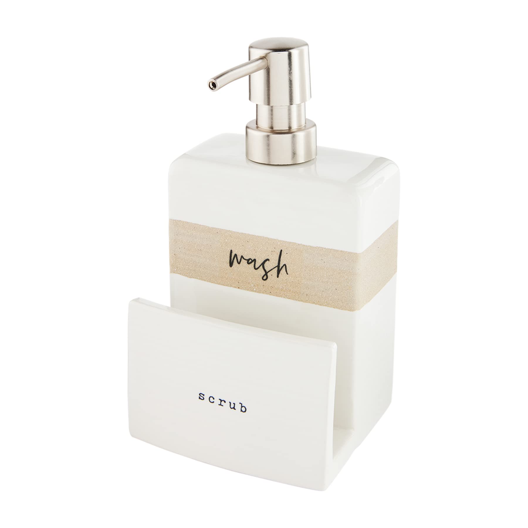 Photo 1 of Mud Pie Stoneware Soap Sponge Holder, White/Cream, 7" x 4"