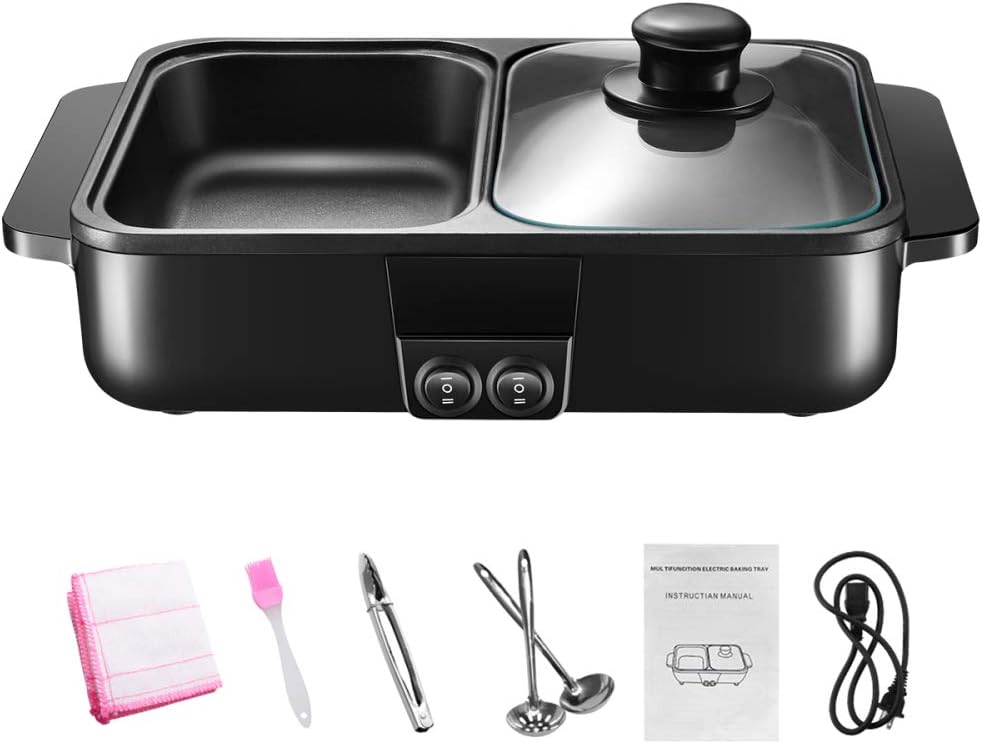 Review INLOVEARTS 2 in 1 Electric Barbecue Grill, Barbecue Hot Pot