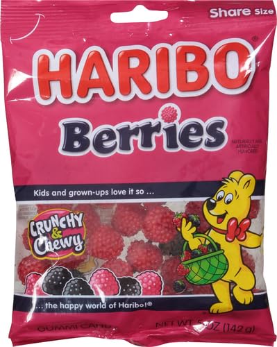 HARIBO GUMMI CANDY, BERRIES GUMMY CANDY, 5 OZ