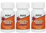 NOW Vitamin D-3 10,000 IU,120 Softgels (360 Softgels)