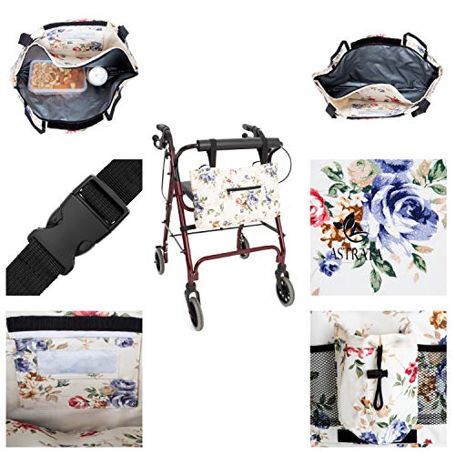 Rollator Walker Accessories with 7 Day Pill Organizer Box - Seniors Travel Storage Caddy Pouch Bags - Elderly Rollator Accessories with Weekly Medicine Case Container - Tote Holder Pockets & Pillbox - Thumbnail 4