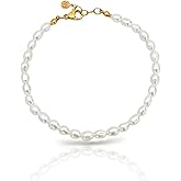 Altitude Boutique Freshwater Pearl Bracelet for Women | Cultured White 6-7mm Pearls | 18K Gold or Silver Plated Stainless Steel Chain, Durable, Hypoallergenic, Classic Design