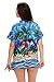Funky Hawaiian Blouse, Parrot, Turquoise, M